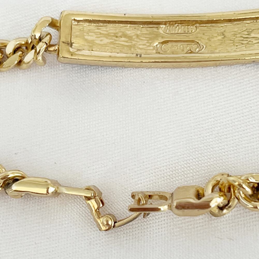 DIOR Vintage Logo Plaque Chain ID Bracelet Gold Tone - Picture 7 of 11